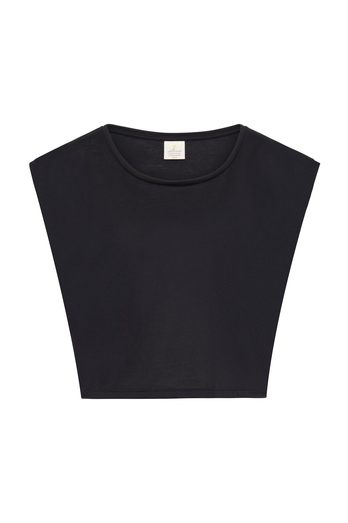 Cradle to Cradle certified organic cropped cotton top in Caviar Black for yoga, Pilates and gym