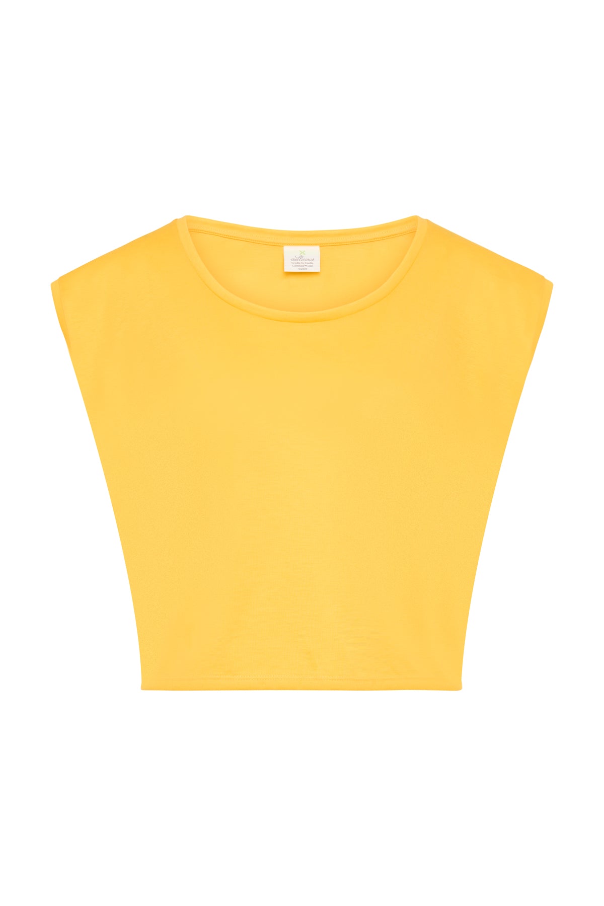 Premium GOTS certified organic cotton Pilates & Yoga cropped top in Sunshine Yellow -  For circular economy and mindful movement