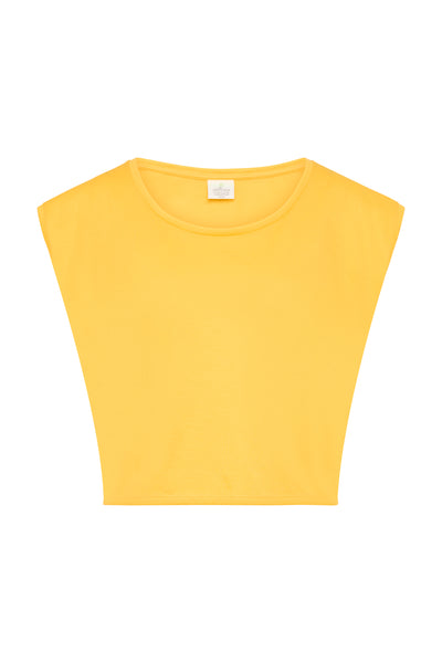 Premium GOTS certified organic cotton Pilates & Yoga cropped top in Sunshine Yellow -  For circular economy and mindful movement