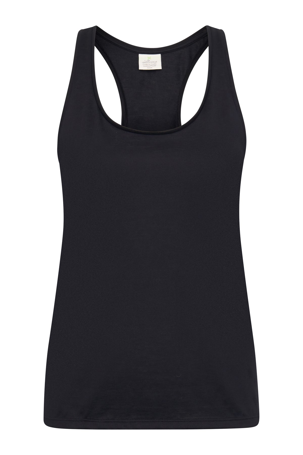 Eco-conscious fitness top in Caviar Black - perfect for yoga, Pilates, and lounging