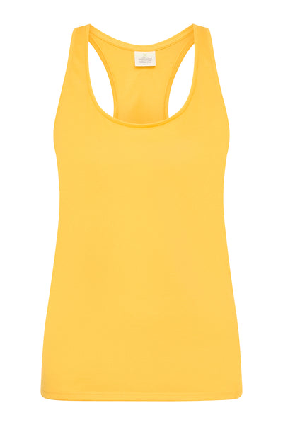 Conscious fashion choice - Cradle to Cradle certified organic cotton yoga top in Sunshine Yellow for a greener planet