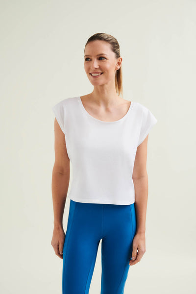 Sustainable Pilates top in Diamond White - Eco-friendly, Biodegradable and no microplastic shedding