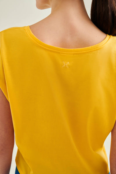 Eco-Conscious Fitness Crop Top in Sunshine Yellow - Cradle to Cradle certified, Sustainable & Breathable